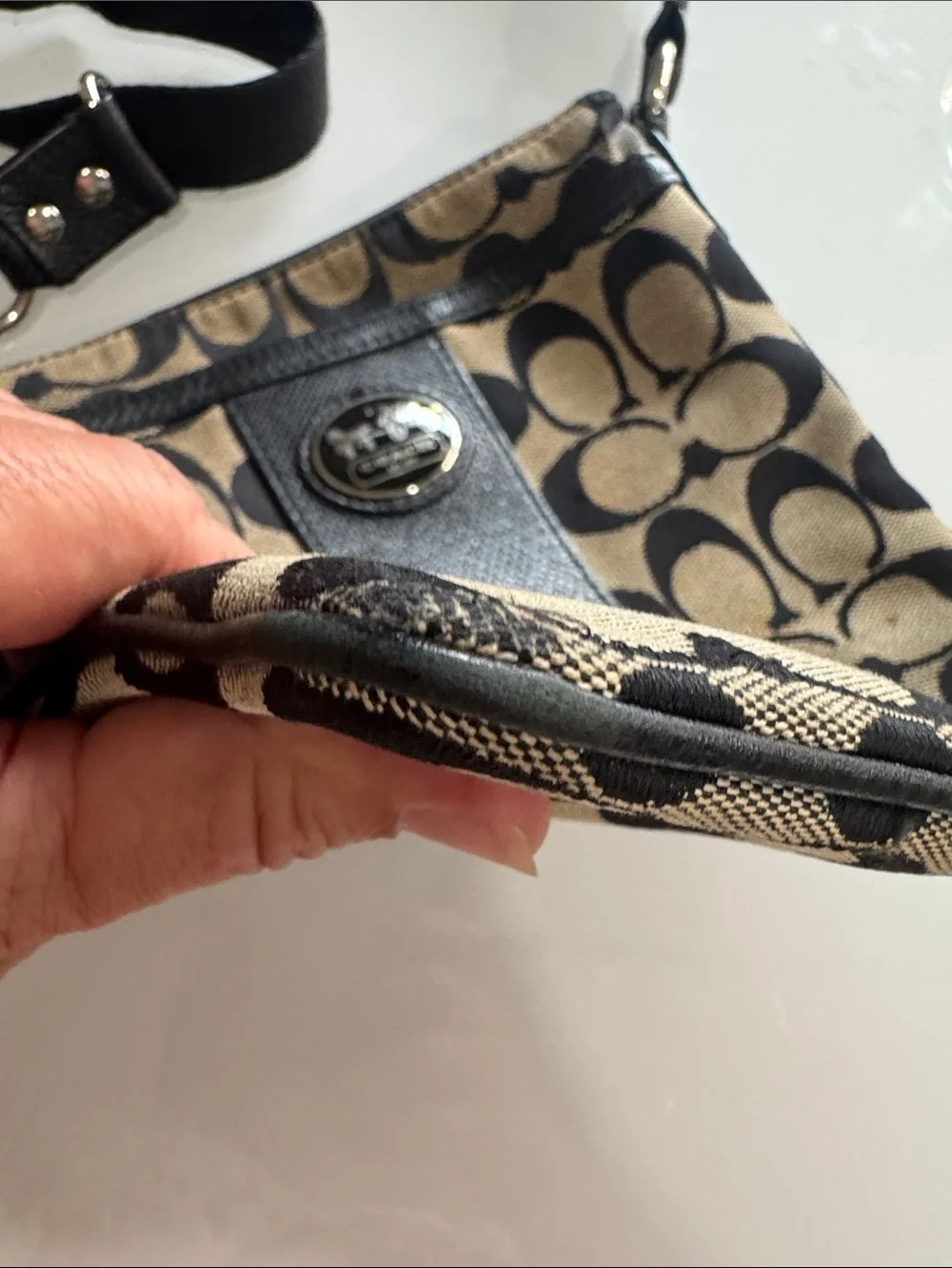 Coach Black and Tan Signature Crossbody Bag